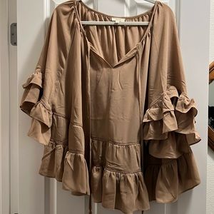 ODDY tan ruffle top size 2XL/3XL